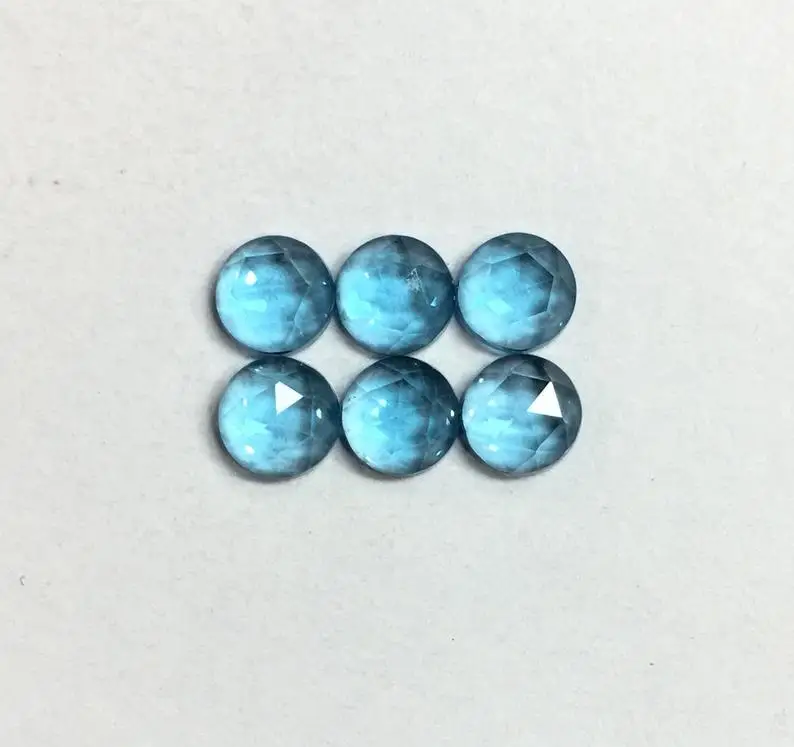 5mm Natural Loose Swiss Blue Topaz Round Rose Cut Cabochon Gemstone Wholesale Price  Natural AAA Top Quality Gemstone Low Price