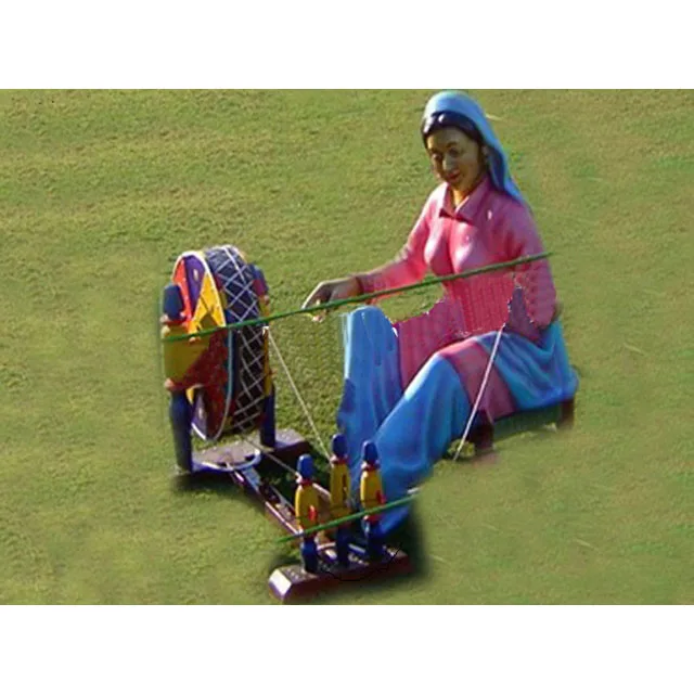 Punjabi Lady With Charkha Statues  Punjabi Woman Running A Weaving Machine Indian Wedding Statue for Entrance Decoration