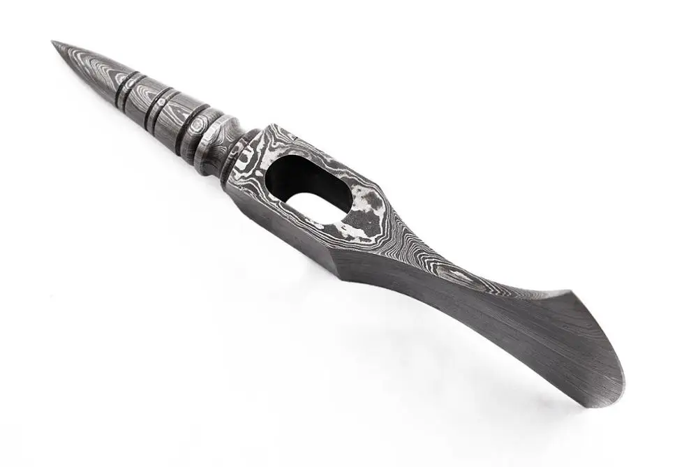 HAND FORGED DAMASCUS STEEL FUNCTIONAL TOMAHAWK AXE CAMPING OUTDOOR HUNTING AXE HEAD