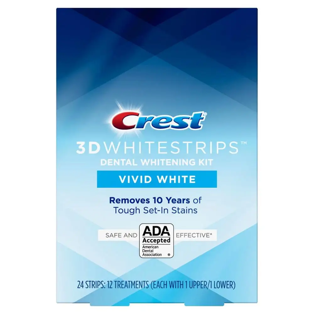 
Crest 3D Whitestrips Vivid White 1 box 12 Pouches 24 Strips Teeth Whitening Kit Crest Whitestrips 