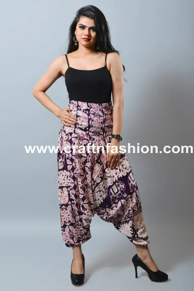Multi Colored Aladdin Style Trouser - African Style Baggy Pant - Wide Leg Trouser Pant - Cotton Summer Fashion Harem Pant