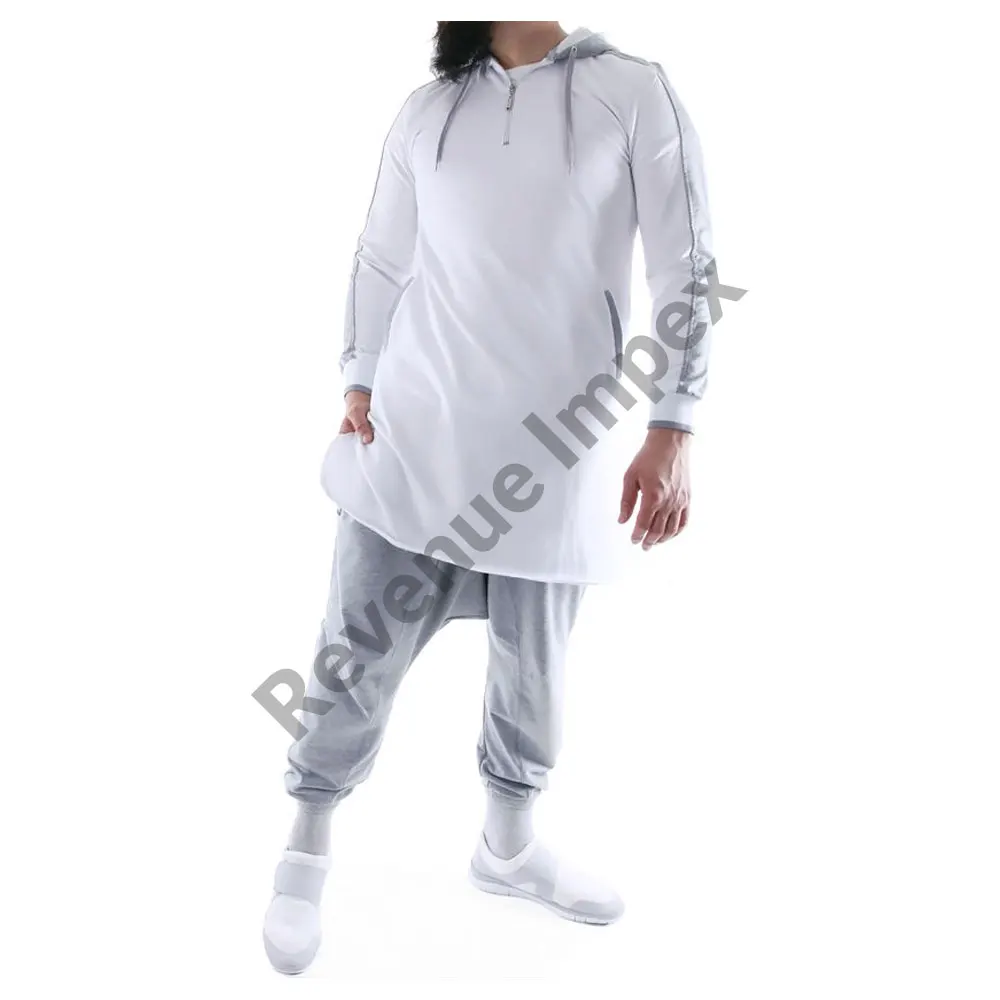 New casual Islamic clothing mens hoodie thobe long sleeve Arab Style Zipper Pocket Hoodie abaya thobe for men custom boys thobes
