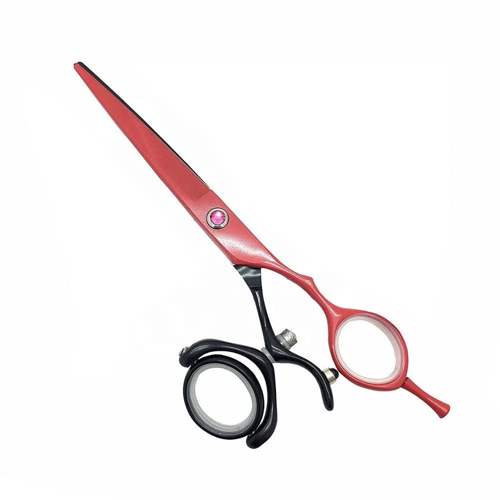 Straight Salon Scissors Double Swivel Thumb Hairdressing Shears Scissors Rotating Thumb Ring Durable Steel Blade