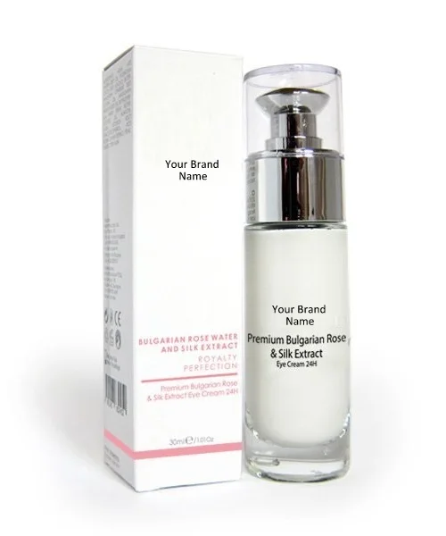 Крем для глаз 24 часа с розовой водой и шелковым белком | Натуральный продукт | Частная торговая марка | Оптовая продажа | Сделано в ЕС