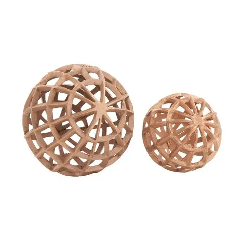 Decorative Aluminum Sphere 2 Piece Sculpture Set