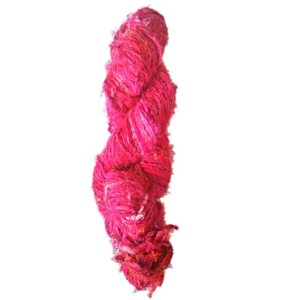  pink hand spun silk sari yarn knitting dyed saree