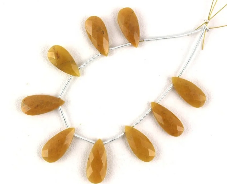Natural Yellow Aventurine Gemstone Faceted Pear Shape Briolette Beads Making DIY Necklace Baby Pendant Wholesale