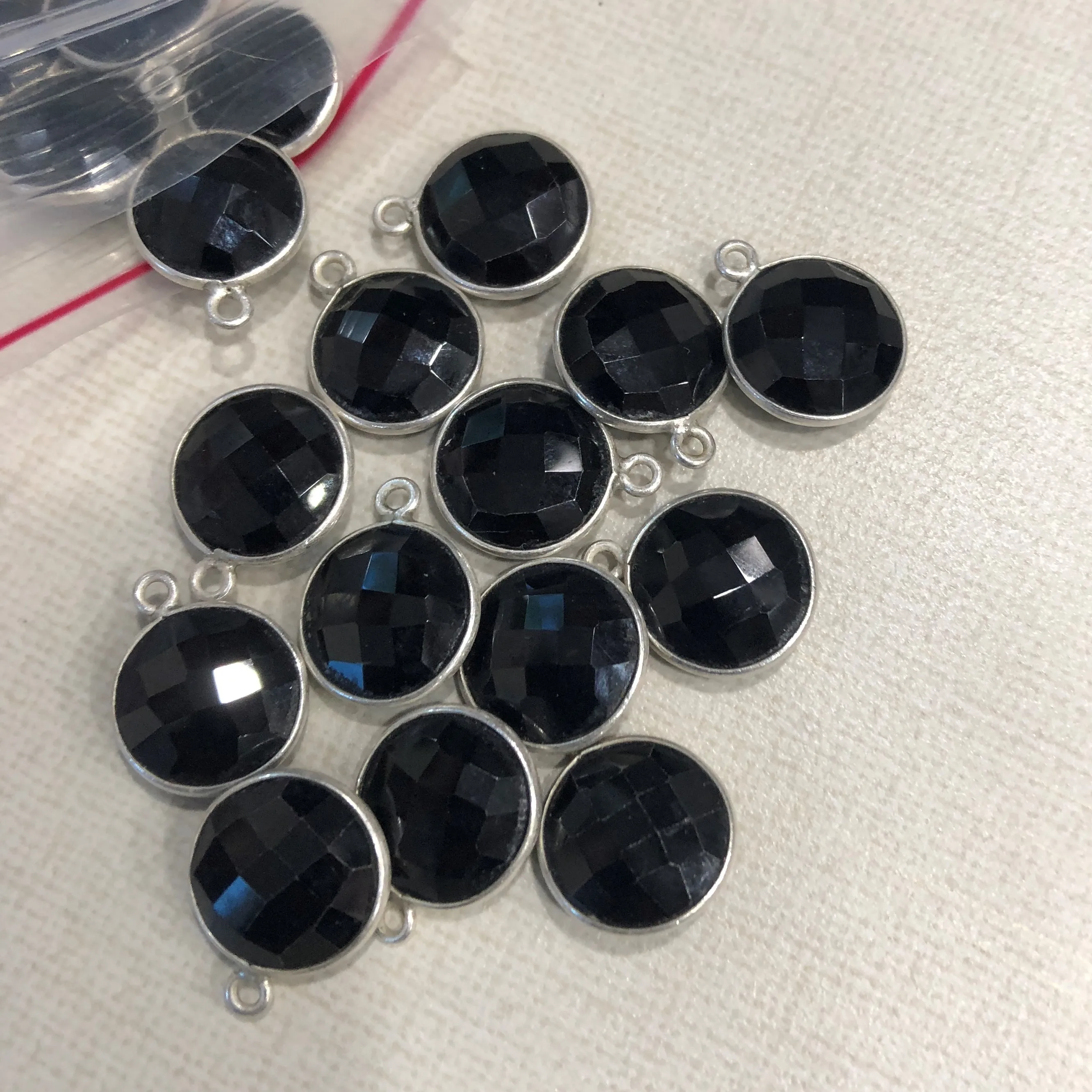 10mm Black Onyx Gemstone Round Silver Bezel Connector for Jewelry Making at Wholesale Factory Price from Supplier Buy Now Online