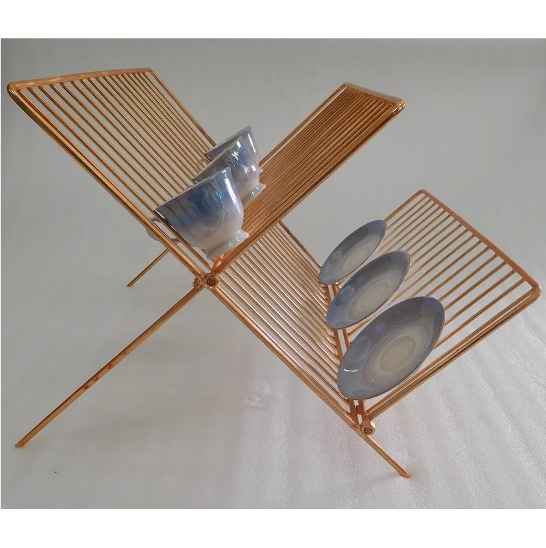 New Design Folded Brass Metal Wire Mesh Magazine Holder ,metal mesh magazine rack, magazine stand