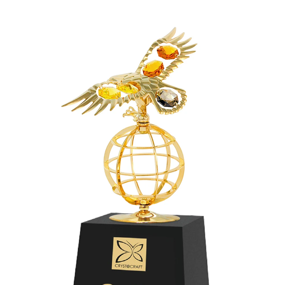 
Crystocraft Personalised Deluxe Gold Plated Eagle Decorated with Brilliant Cut Crystals Award Trophy 