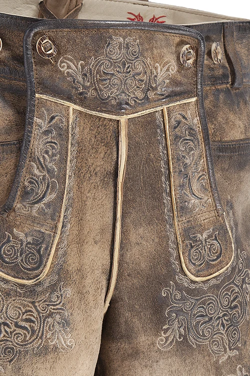 Men Genuine Cowhide Suede Leather Lederhosen Short German Bavarian Oktoberfest Lederhosen short