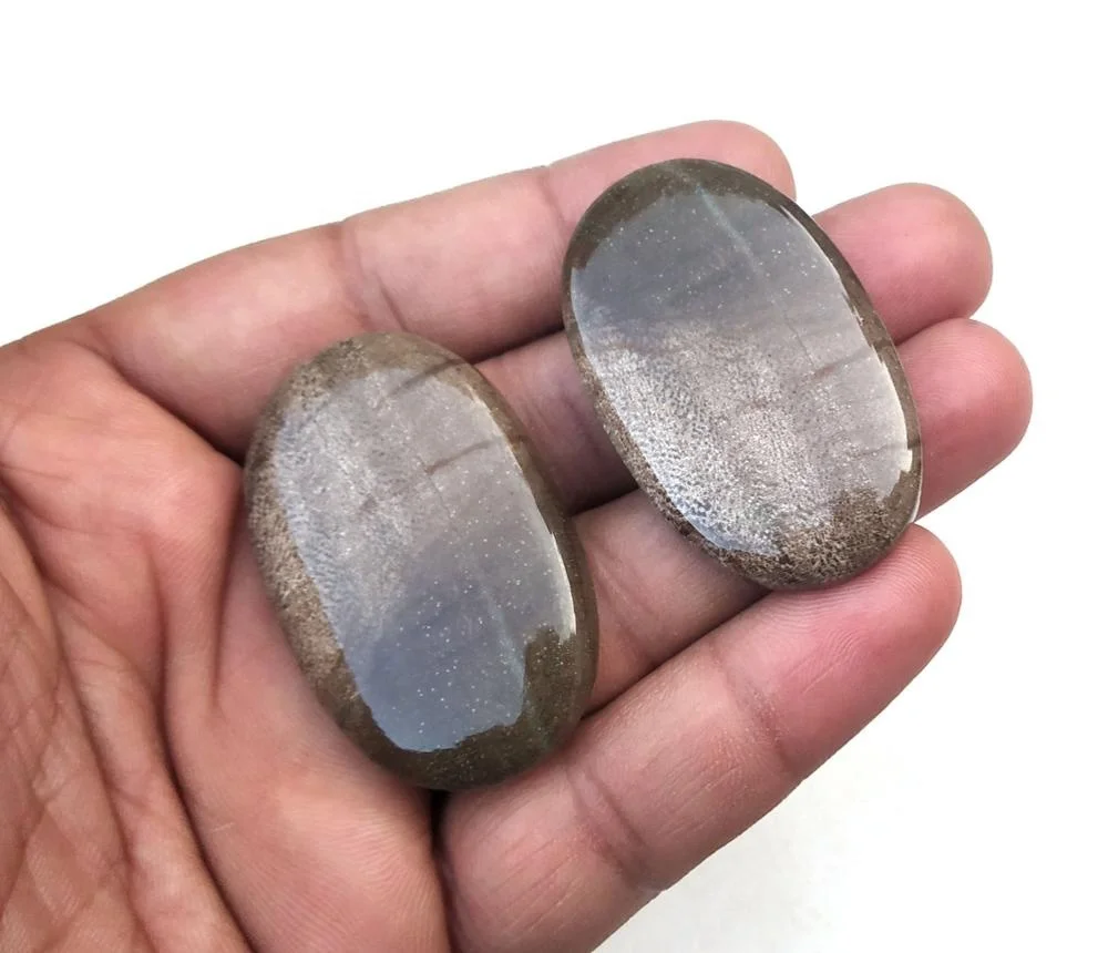 Good Quality 2 Pieces Natural Wood Jasper Loose Gemstone Smooth Oval Shape Brown Cabochons Making Jewelry