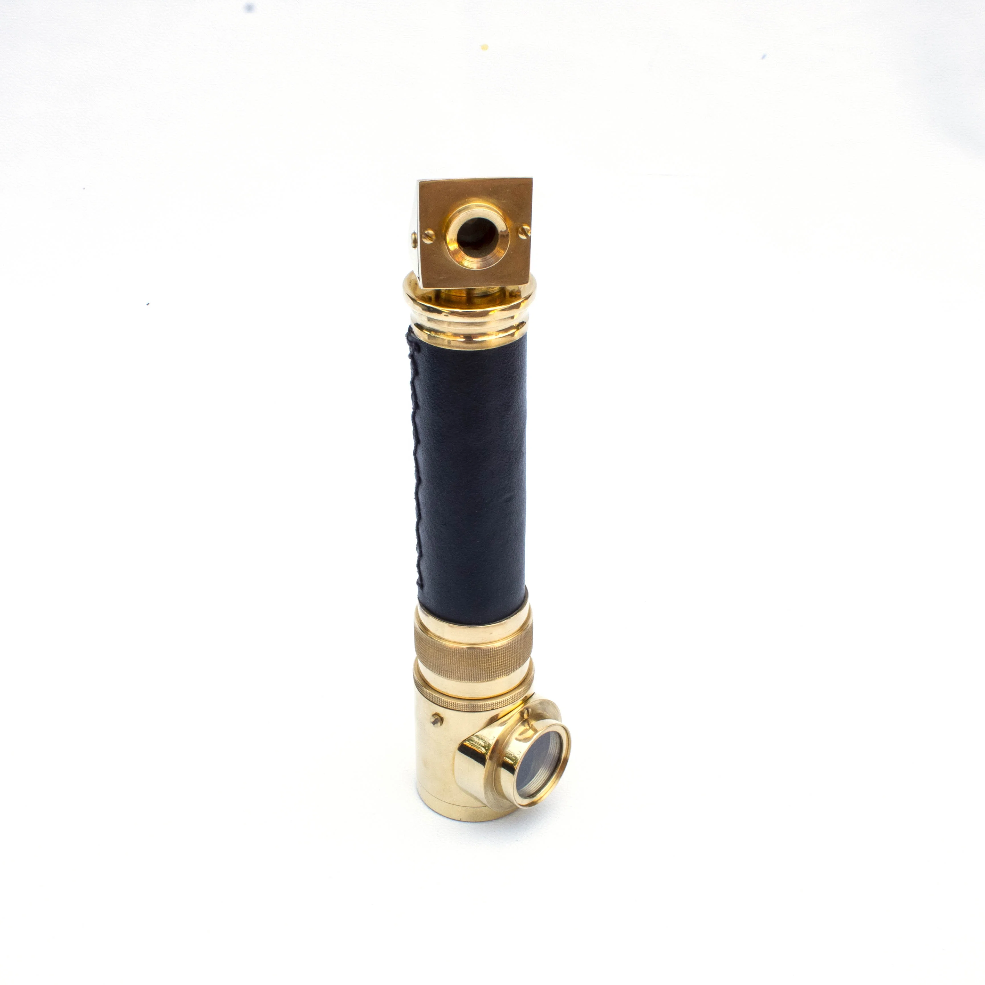High Quality Antique Vintage Style Nautical Submarine Brass 8 Inch Working Periscope with Black Leather Grip in Wooden Box