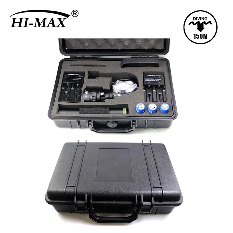 Technical Diving Most Powerful Canister LED Flashlight Torch HI-MAX 3500 Lumen Camping Rechargeable Battery 3 * CREE XM-L2 U2