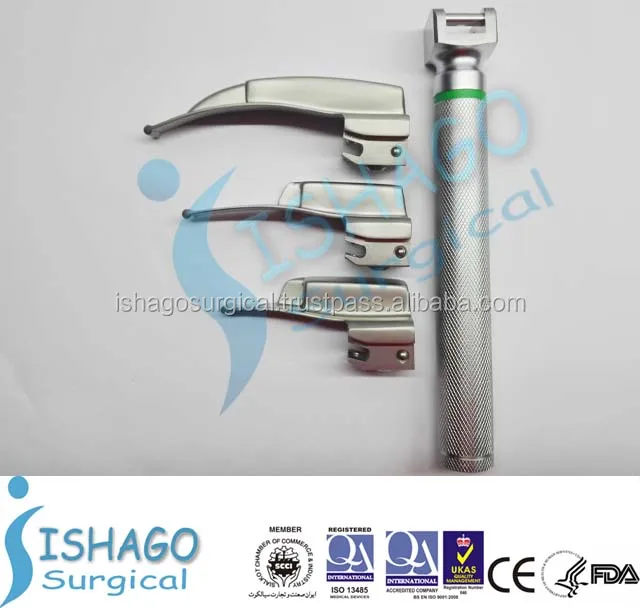 Macintosh волоконно-оптических мега свет/интегрированной Ларингоскоп Комплект из 3-х лезвий и 1 батарея