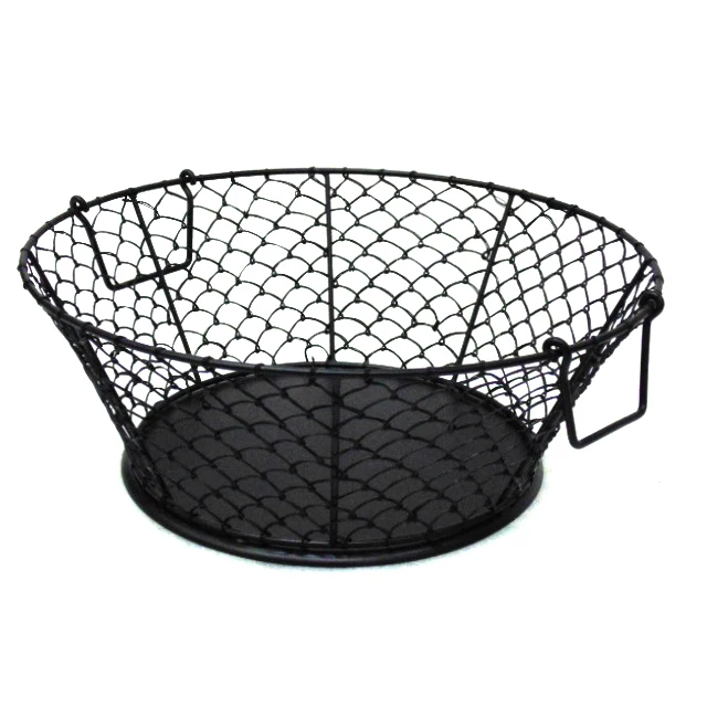 Железная круглая корзина для фруктов с ручкой