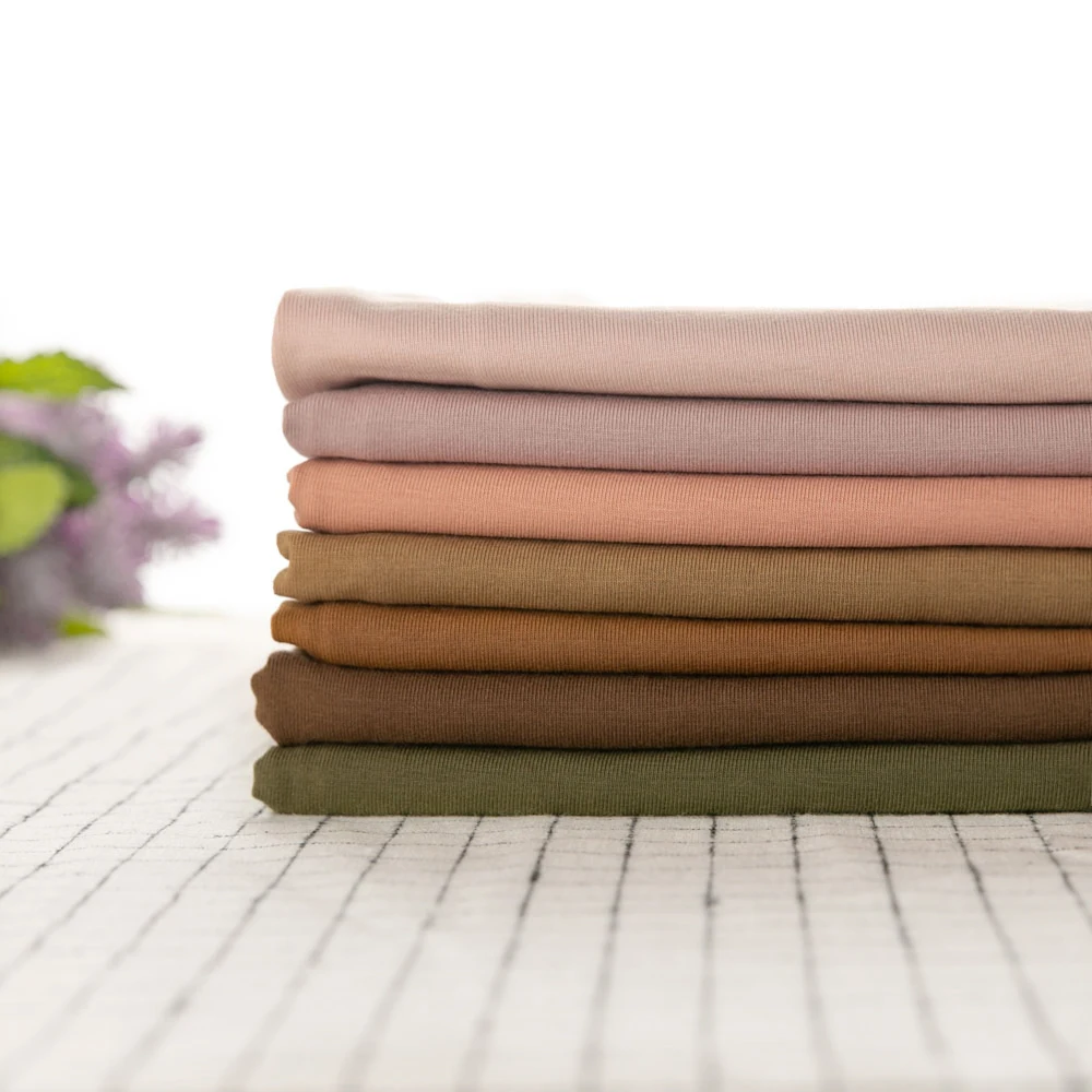 
200 colors in stock soft and smooth high quality solid jersey knit 95 cotton 5 spandex fabric 