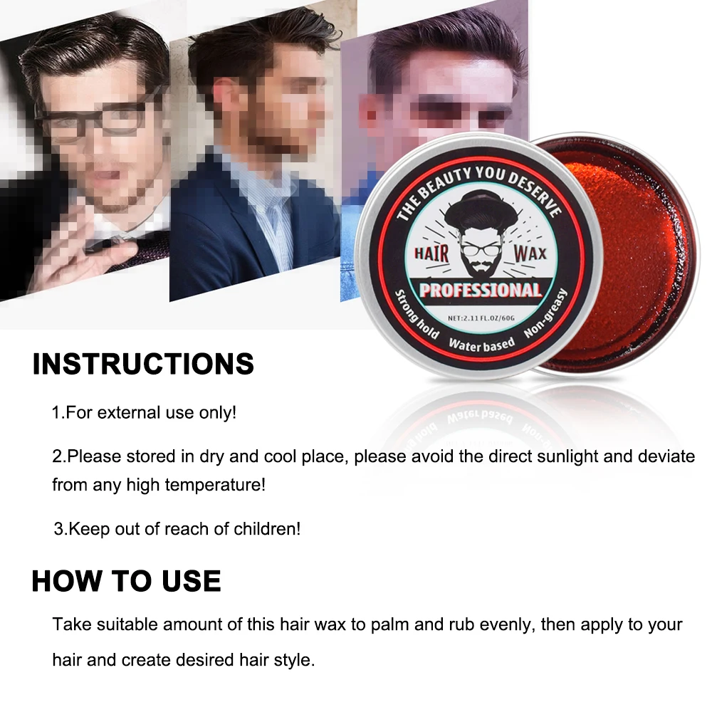 Hair wax for men Hair Styling Wax For Men Matte Finish Molding Strong Hold Hair Wax