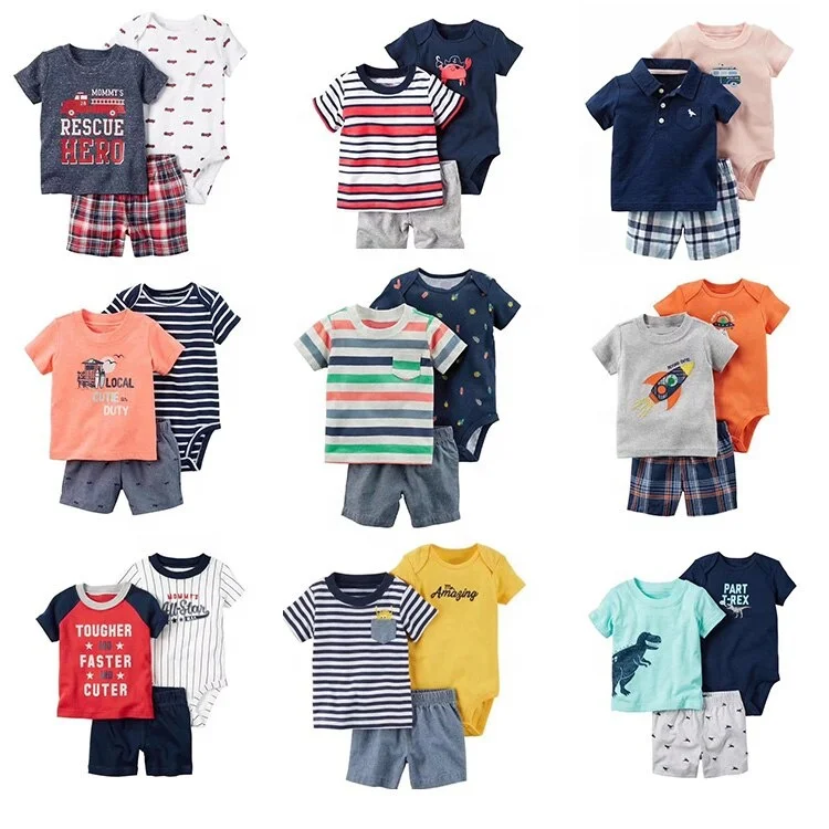 3pcs Wholesale 100% Cotton Animal Cute Bodysuits T-shirt Pants Newborn baby clothes
