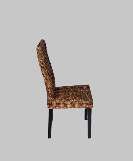 Rattan Dining Chair with Mahogany Wooden Frame Abaca Weaving from Rattan Chair Indonesia
