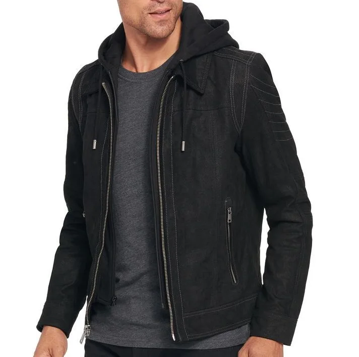LEATHER VINTAGE HOODED GENUINE LEATHER JACKET Biker Style Motorcycle Jacket | Classic real leather fashion Jacket