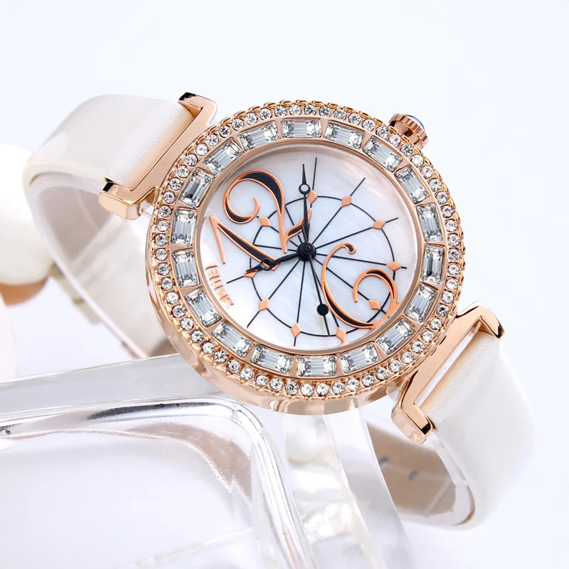 skmei 9158 Luxury rhinestone inlay simple ladies watch noble quartz stainless steel back