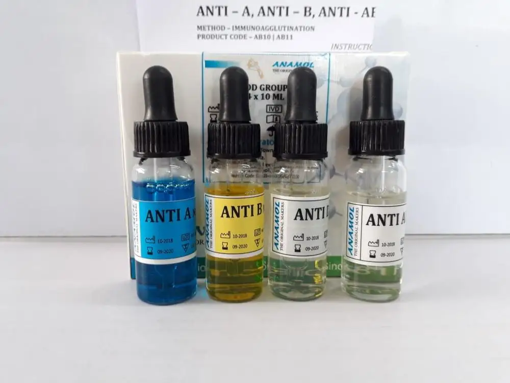 Blood Grouping Reagent (Anti A ,Anti B, Anti D, Anti AB) 4x10ml