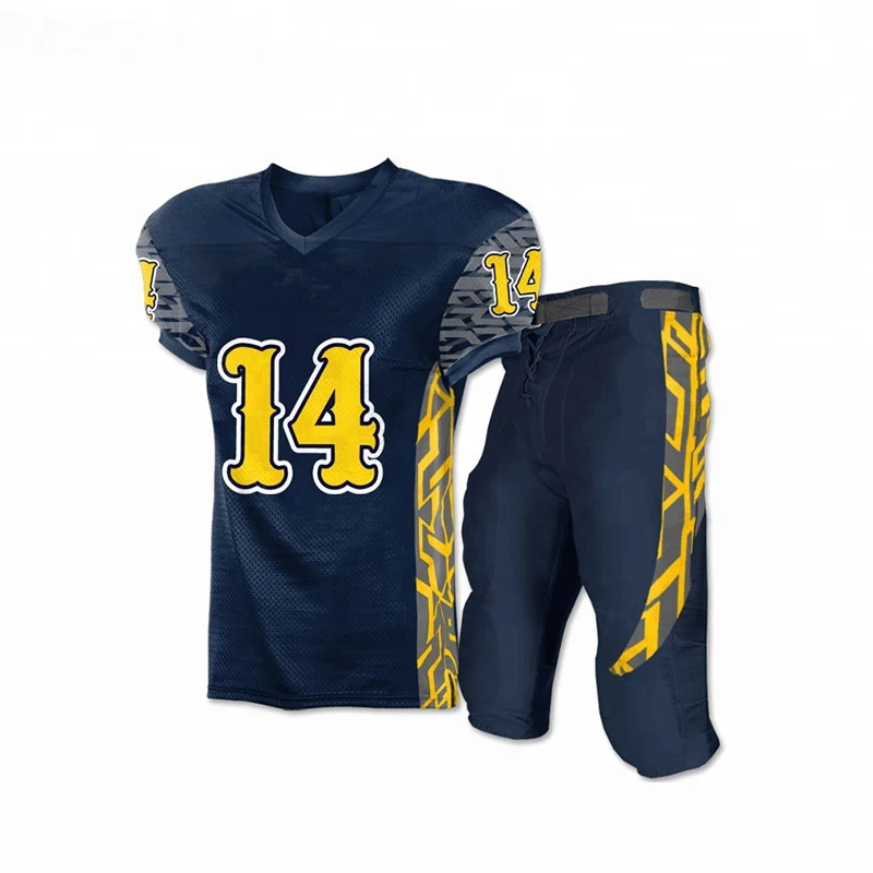 Custom American Football Uniforms with Customized Player Names, Team Names, Numbers & Labels