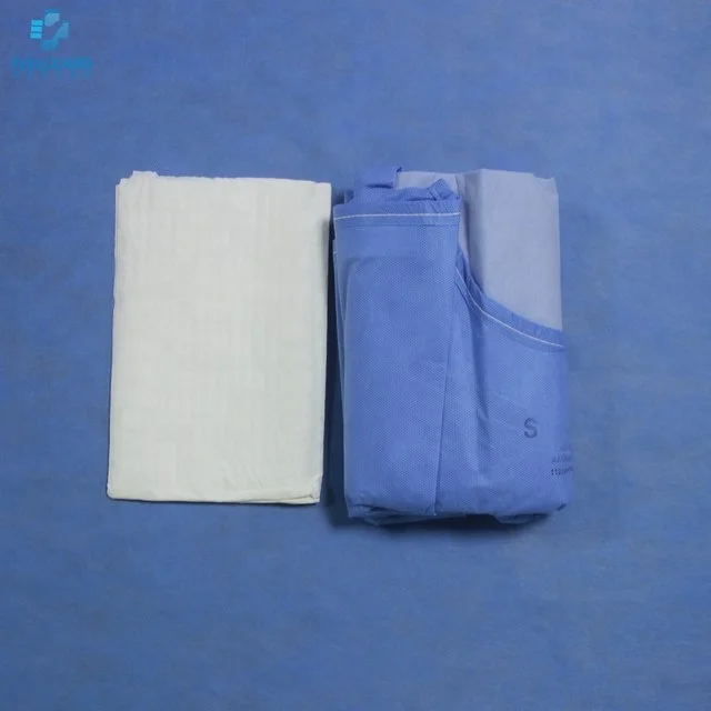 Disposable Hospital Use Blue Reinforced Ultrasonic Welding Treated EO Sterile Surgical Gown