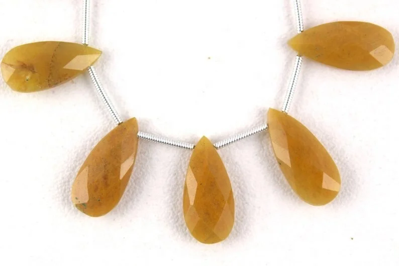 Natural Yellow Aventurine Gemstone Faceted Pear Shape Briolette Beads Making DIY Necklace Baby Pendant Wholesale