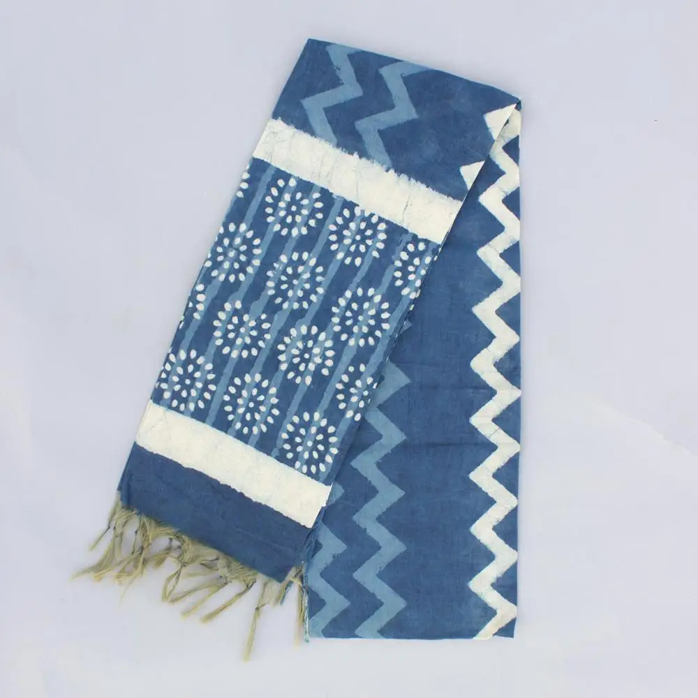 Женский шарф с принтом Индиго даабу, 100 х250 см