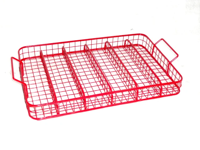 High Quality Brass plated metal wire mesh cutlery basket