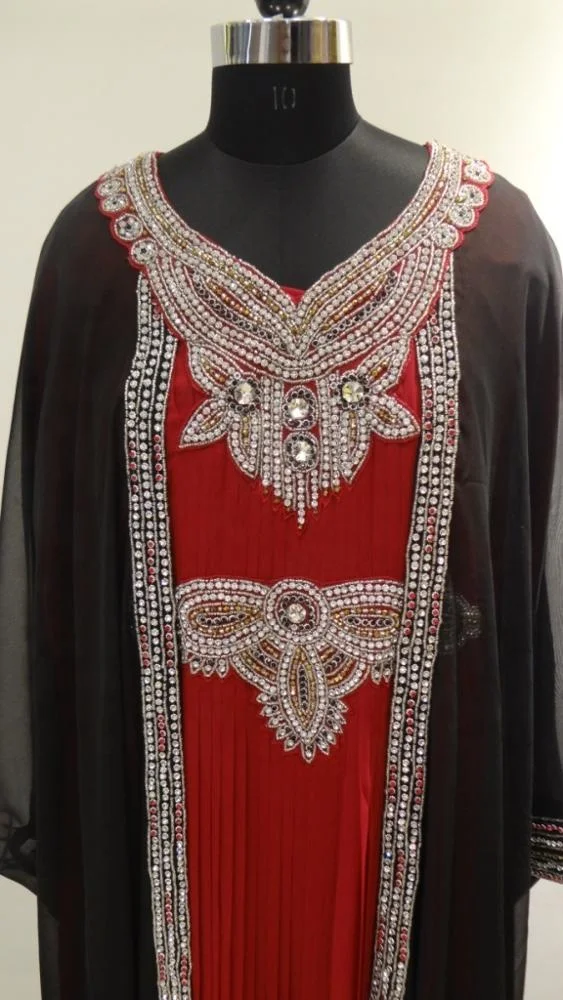 Islamic moroccan velvet embroidery full length muslim kaftan