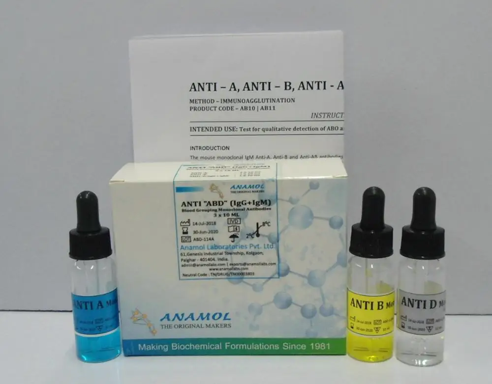 Blood Grouping Reagent (Anti A ,Anti B, Anti D, Anti AB) 4x10ml