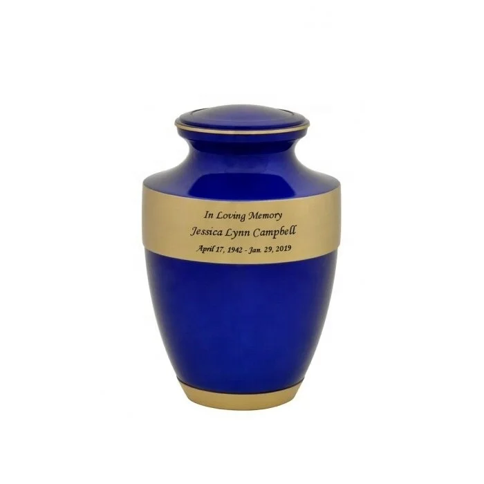Navy Blue Brass Urn New For Home Decor Shiny Navy Funeral Cremation Urn with ...