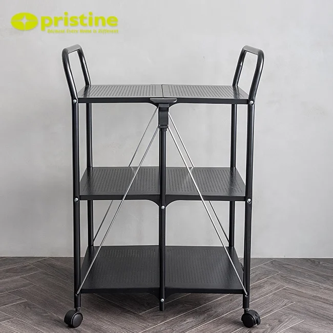 Taiwan Manufacturer Home Kitchen Furniture Round Tube Folding Trolley Kitchen Cart