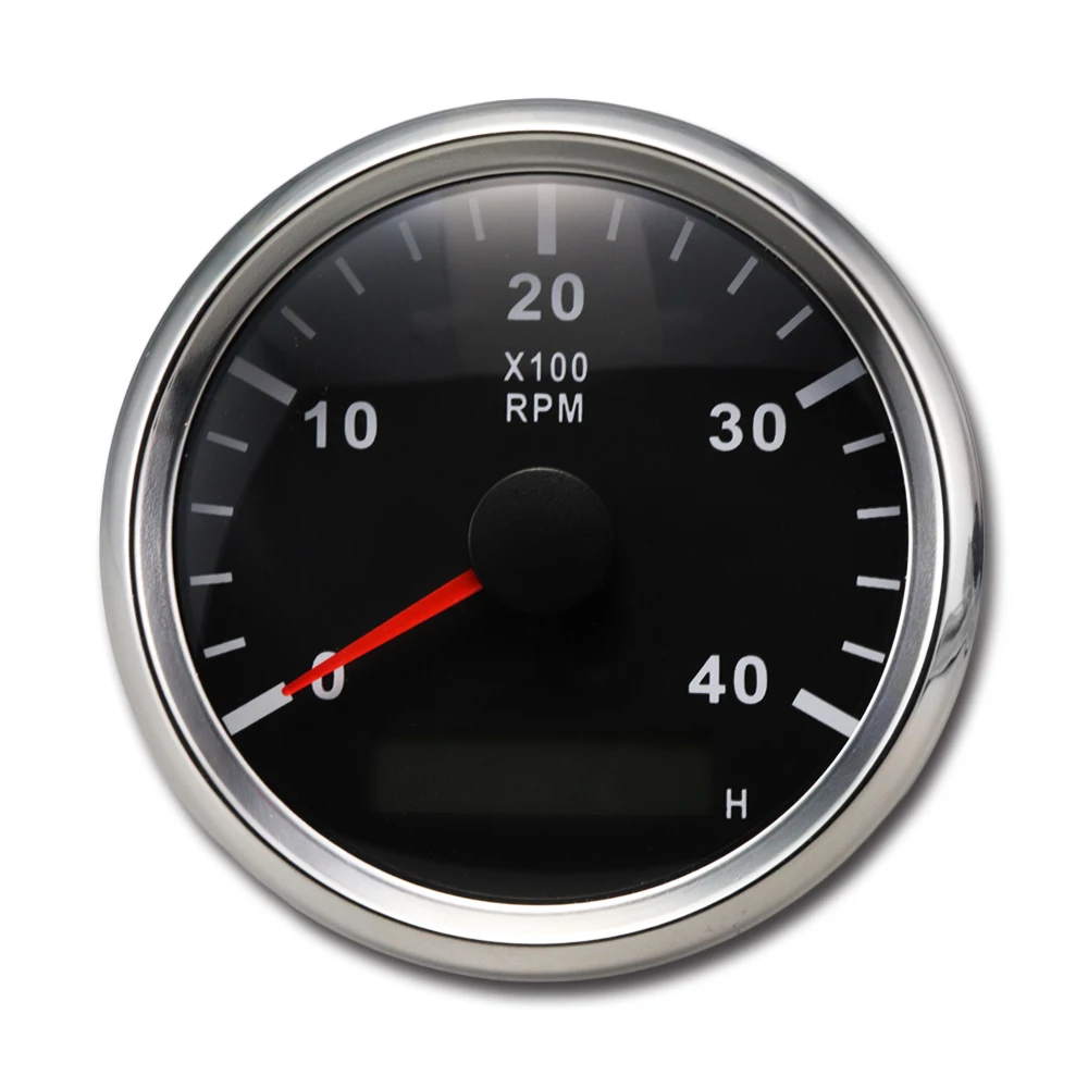 100% waterproof White and Amber 4000 rpm hour analog meter tachometer