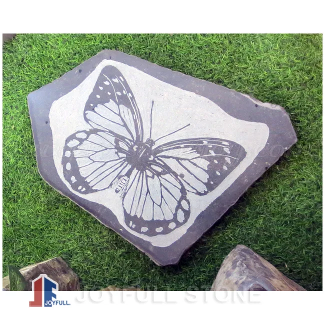 
Engraved black basalt stepping stones for decoration landscaping 