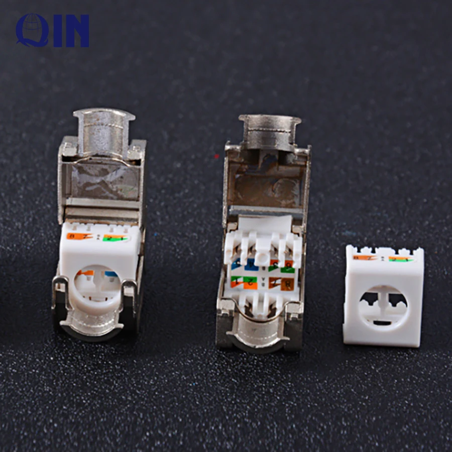 10G 180 degree toolless CAT6A Shielded STP/FTP Keystone module Jack