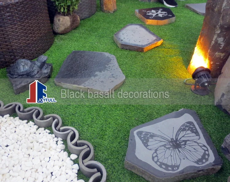 
Engraved black basalt stepping stones for decoration landscaping 