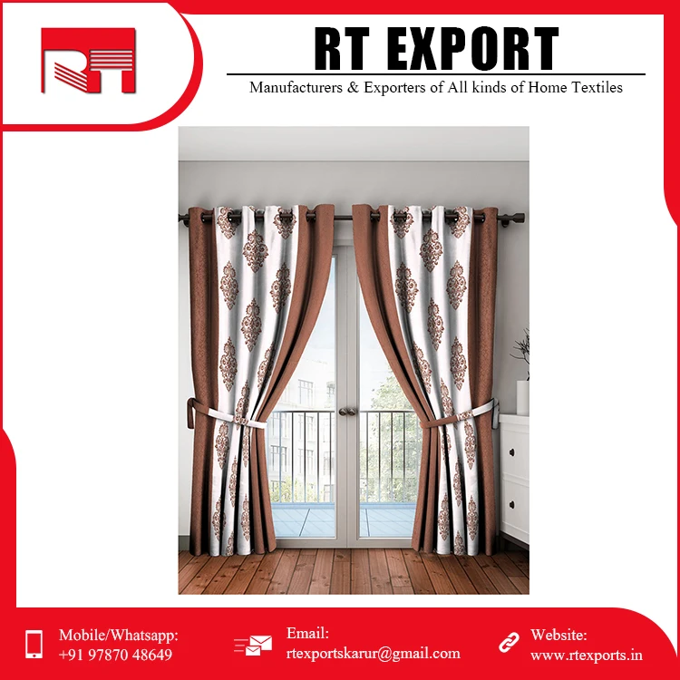 Hot Sale Home Decoration 100% Pure Cotton Material Long Door Curtains with Customized Print