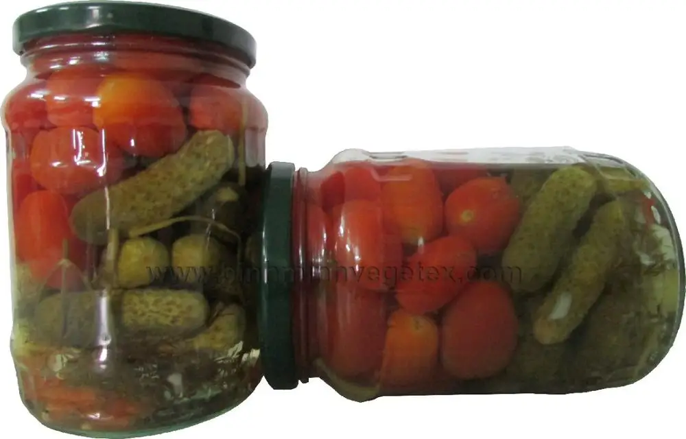 
 Консервированный маринованный огурец, различные помидоры-вишни, 720 мл  