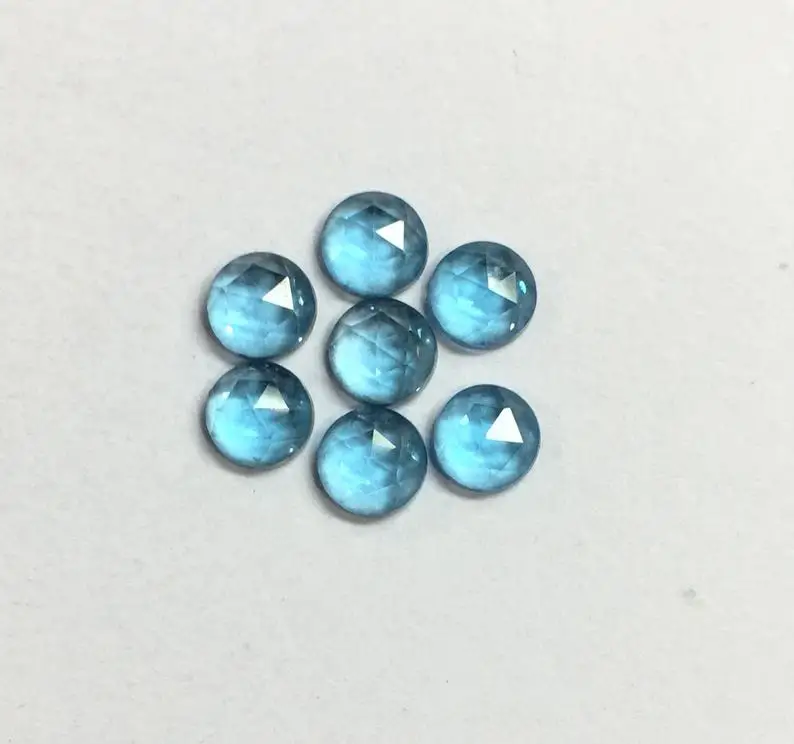 5mm Natural Loose Swiss Blue Topaz Round Rose Cut Cabochon Gemstone Wholesale Price  Natural AAA Top Quality Gemstone Low Price