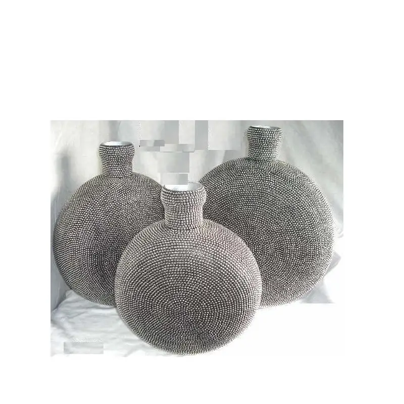 
Steel Stud Mosaic round Vase other materials like brass and copper also available hand made Home decoration 