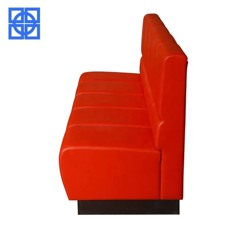 European Style High Temperature Resistance Solid Wood Frame PU Sofa Pink Restaurant Booth Design