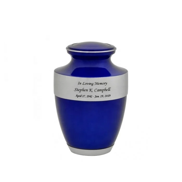 Navy Blue Brass Urn New For Home Decor Shiny Navy Funeral Cremation Urn with ...