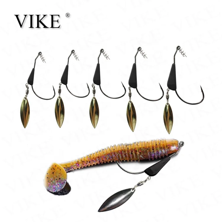 fishing Tungsten balded swimbait hook Crank Soft worm hooks with the Tungsten with Metal Spoon sequins Add weight Soft bait
