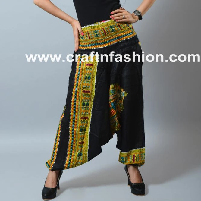 Multi Colored Aladdin Style Trouser - African Style Baggy Pant - Wide Leg Trouser Pant - Cotton Summer Fashion Harem Pant