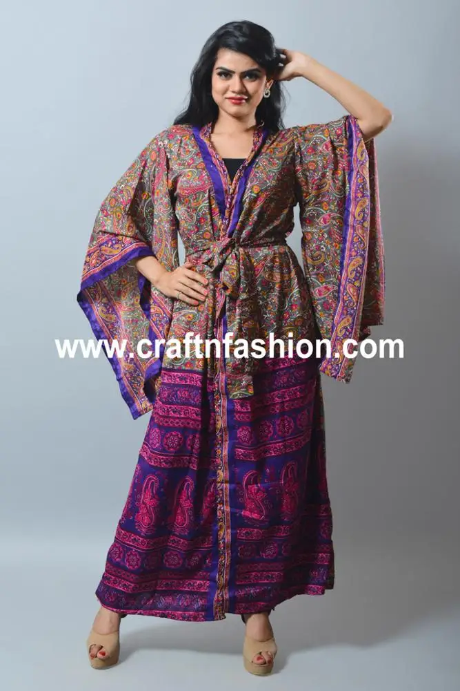 Swimsuit Kimono- Floral Handmade Silk Bikini Cover Up - Beach Wear Body Cover up - Sleepwear Robe - Summer Cardigan-Nightdress