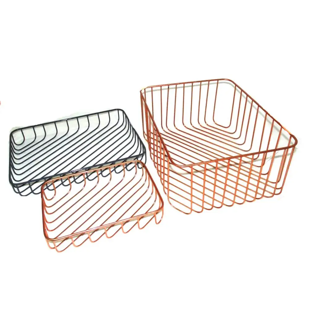 High Quality Brass plated metal wire mesh cutlery basket